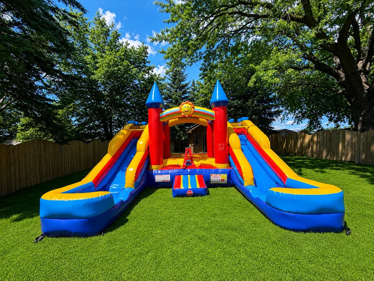 Double Fun — slide combo, 16′L × 15.1′W × 11.15′H
