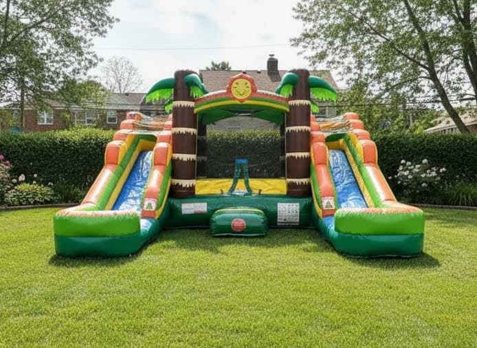 Tropical Fun — slide combo, 16.5′L × 15′W × 11′H